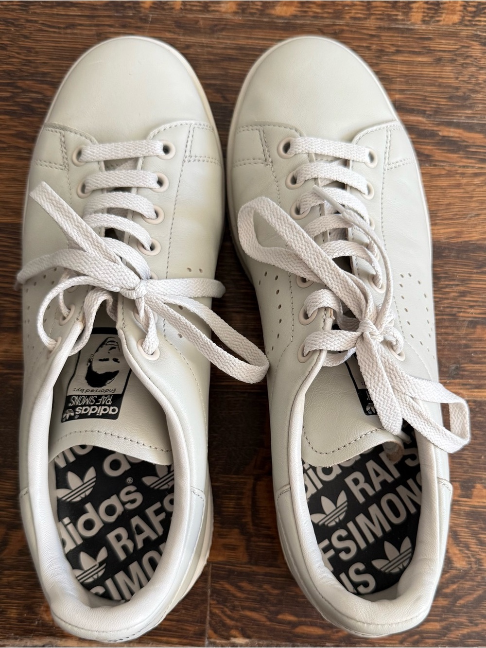 Raf Simons Off‑White Leather Low-Top Sneakers